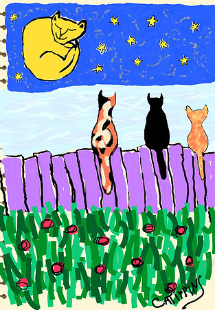 Full Moon Whimsical Cats (my rendition of)