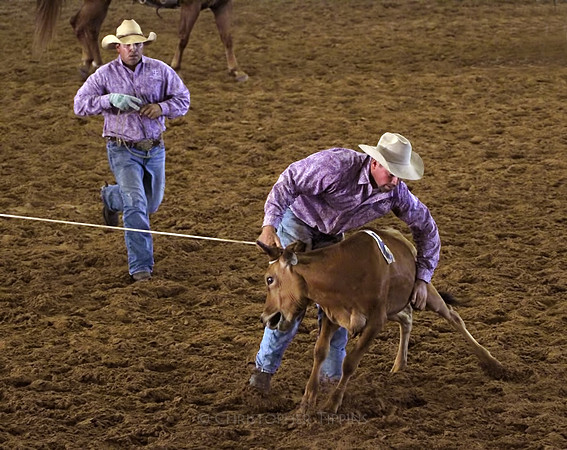 Ropin' a cow.